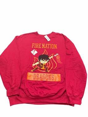 Nickelodeon Avatar The Last Air Bender Fire National Dragons Red Sweatshirt Xl